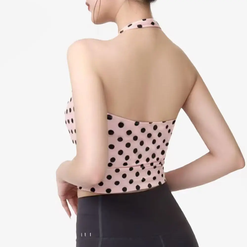 Fashion V-Neck Yoga Vest Backless Plaid Sports Bra Slim Fit Breathable Push-Up Tank Top Daily Street