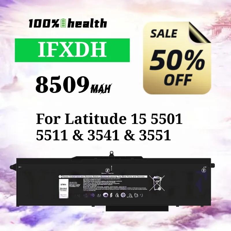 

1FXDH 8509mAh Laptop Battery for Dell Latitude 15 5501/5511/3541/3551 Lithium Rechargeable Battery