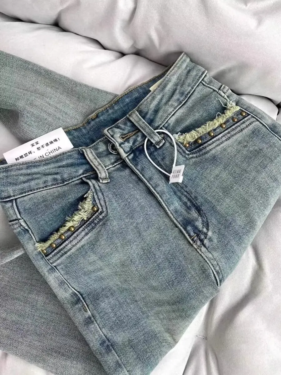 

Light Wa Bell Bot Jeans for Women High Waist Slimming Long Pants Casual Cotton Blend Comfortable Breathable mid Stretch