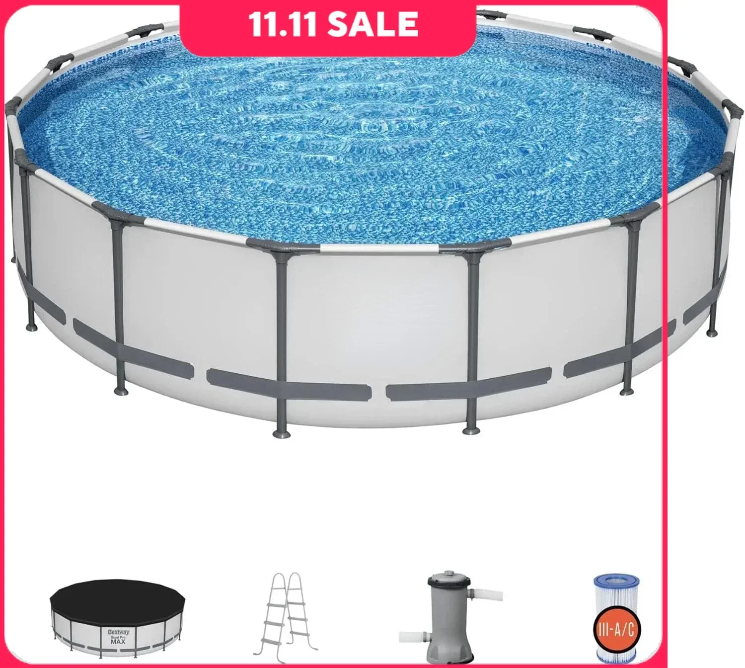 Swimming Pool Pool with Filter Pump, Ladder, and Cover, Durable Thickened 180