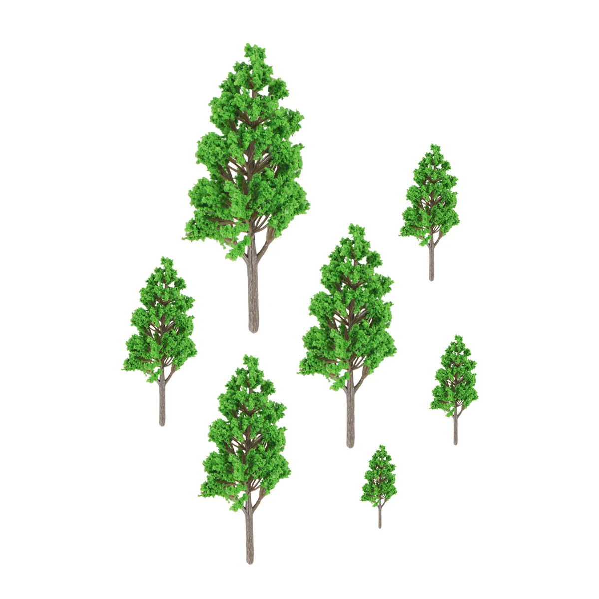 7pcs Realistic Plastic Poplar Tree Models for Micro Landscape DIY Decor, 3–14cm Graduated Heights, Fine Crafted