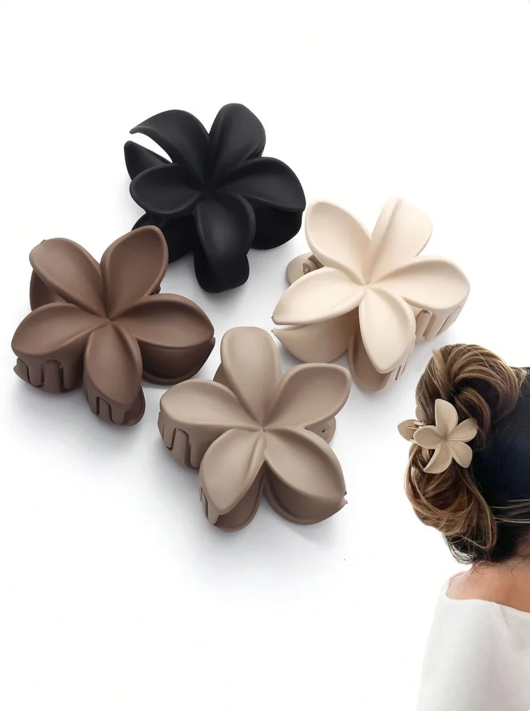 

4-piece set of women's elegant floral large hair clips, available in multiple colors, ultra-stylish hair clips for updos, suitab