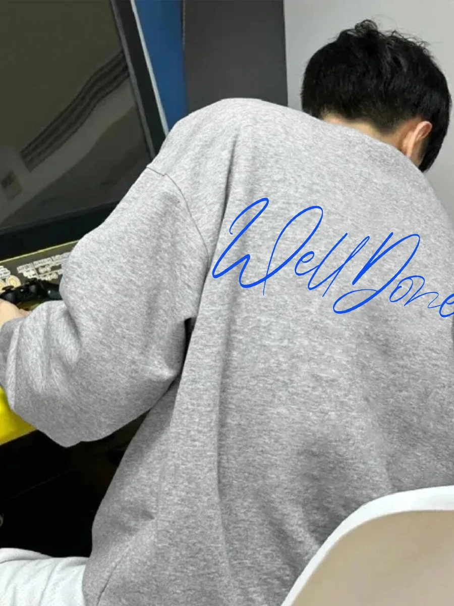 

Американский свитшот оверсайз с круглым вырезом и флисовой подкладкой, парный, свободного кроя, мужская повседневная одежда для осени и зимы