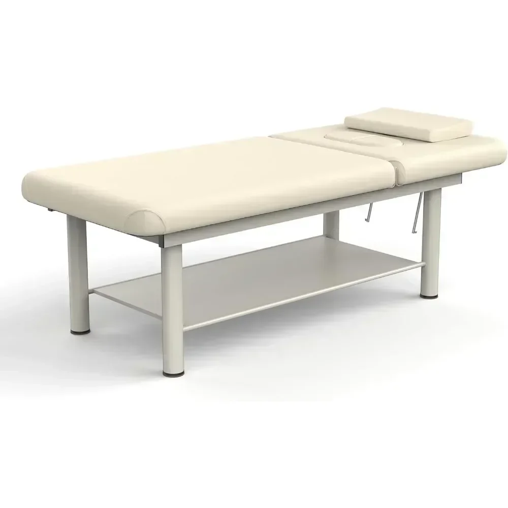 Massage Bed with Backrest for Treatment Frame PU Leather Stationary Massage Tables Table Physical Therapy Table Metal