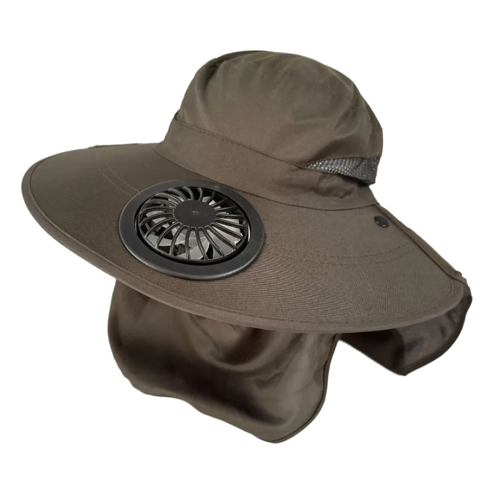 Breathable Solar Powered Fan Hat Adjustable Long Lasting Sun Shade Hat Solar Rechargeable Portable Wide Brim Sun Hat