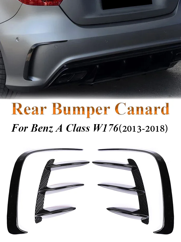 

For Mercedes Benz A Class W176 2013-2018 Rear Bumper Air Vent A45 Sport Canard Splitter Spoiler Flap Cover Black Car Accessories