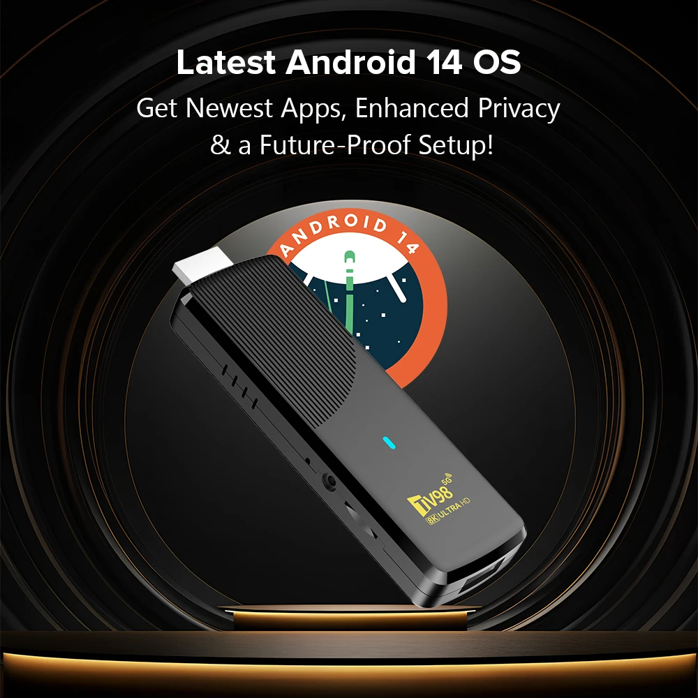 TV98 ATV X9 Android 14 TV Stick Allwinner H313 4G 5G Dual WiFi يدعم OTA HD 4K 8K BT5.0 2GB 16GB صوت عن بعد ذكي iptv