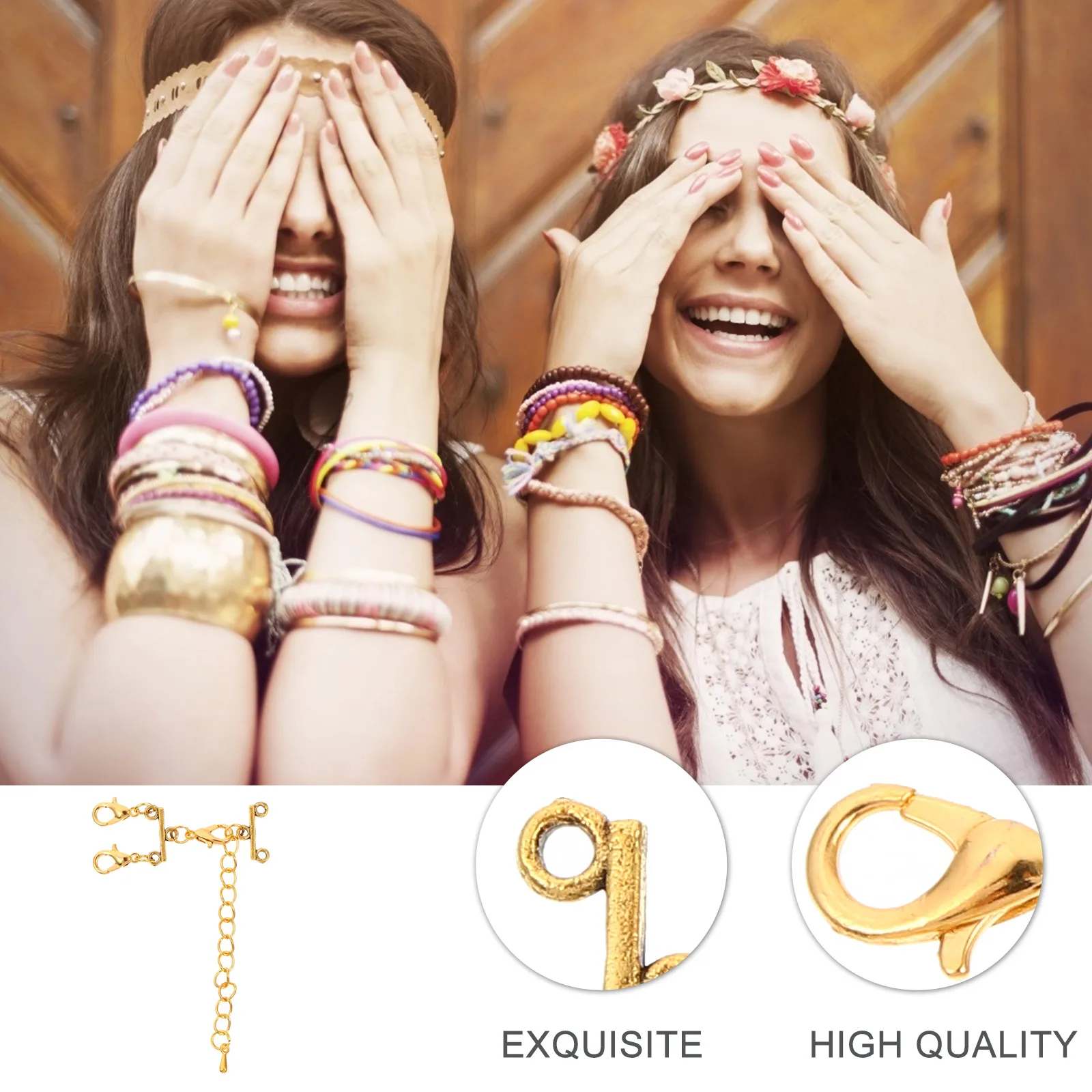 

8pcs Multi Strand Necklace Connectors Slide Clasp Lock Jewelry Connector Clasp For Diy Making Durable Stainless Steel Copper