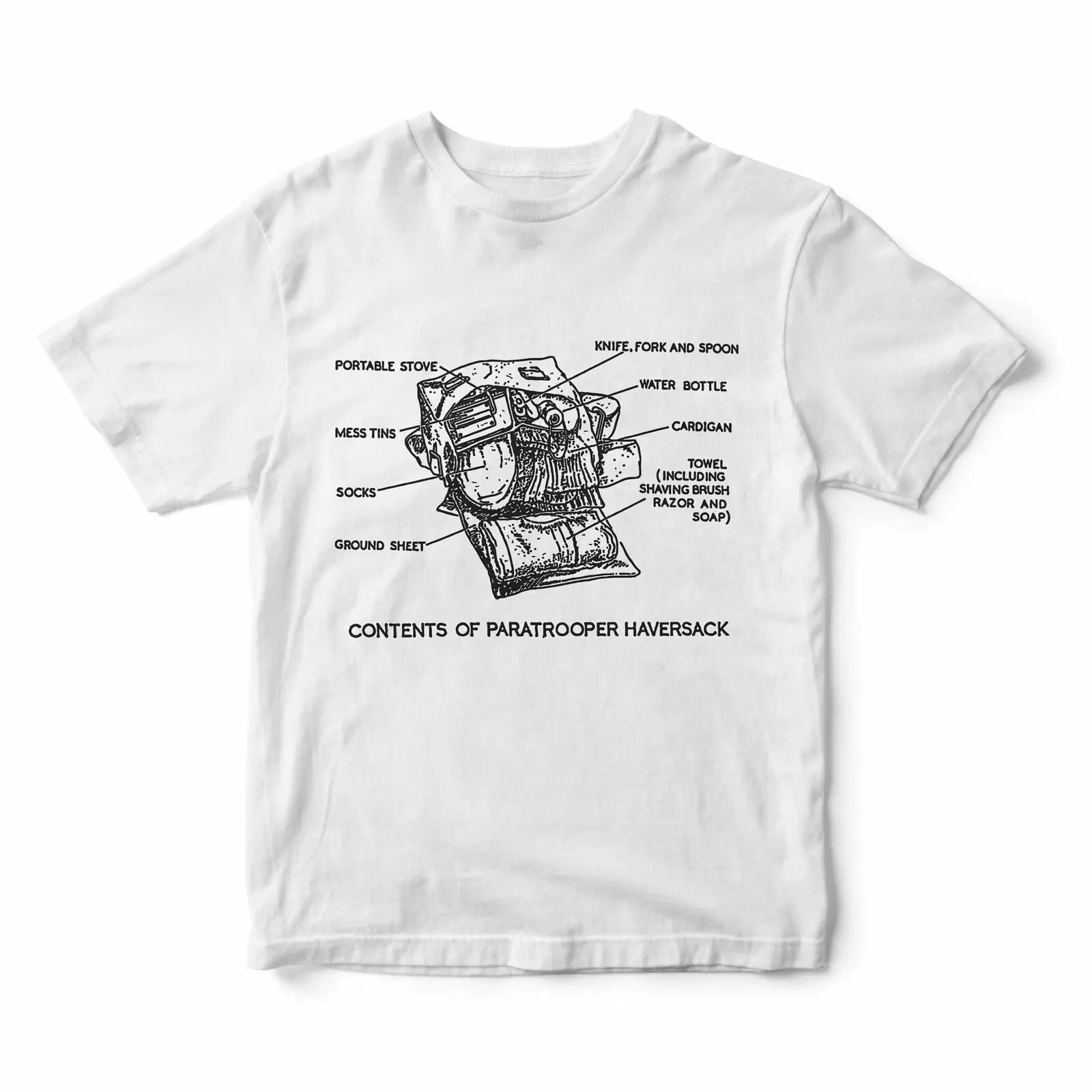 Art Printed Tshirt Armed Airborne Forces Gift Para - Contents of a Paratrooper Haversack T-shirt For Men size S-3XL