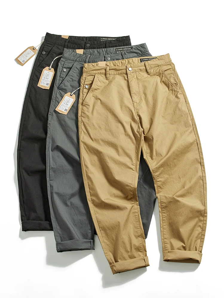 

Spring Summer Thin Casual Pants Men's Retro y High Densi Loose Commuter Long Trousers Workwear Pants Micro Cone