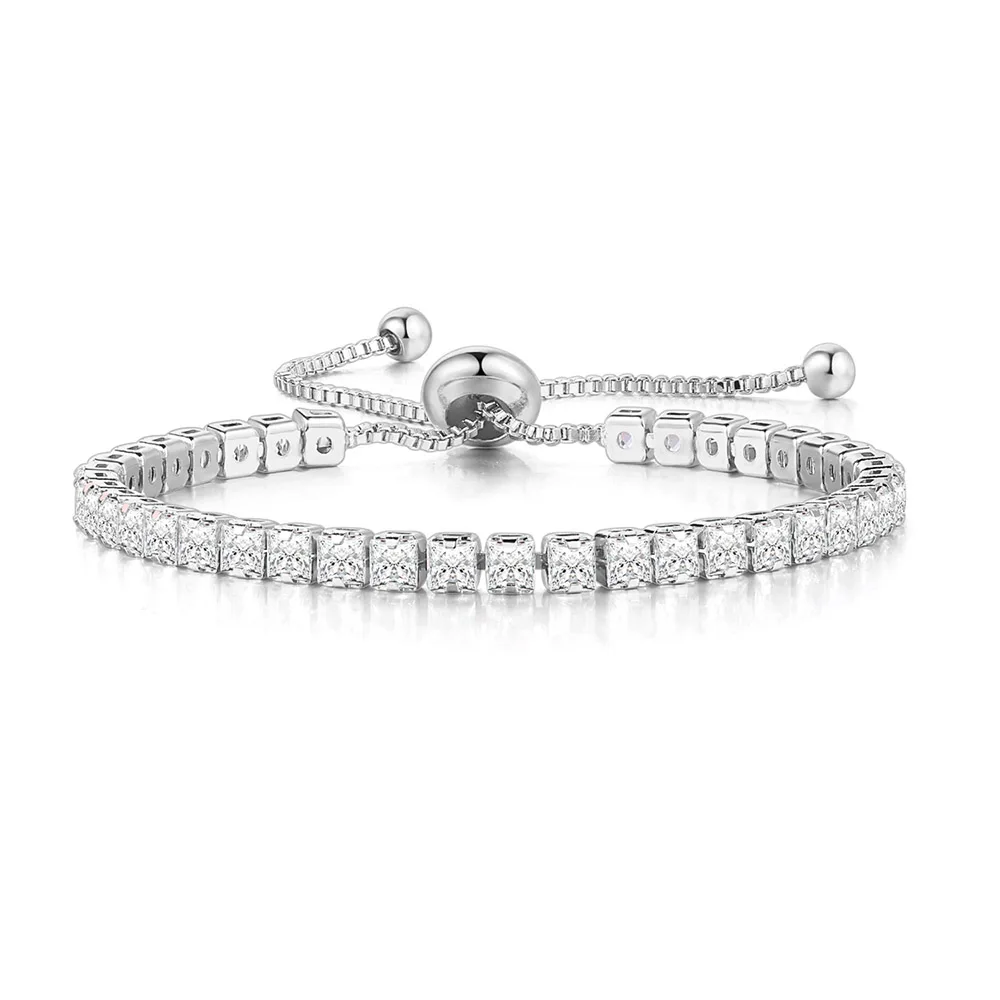 Einfaches tennis armband für frauen kpop luxus quadratisch mehrfarbig 3mm zirkon kpop verstellbares herren armband hippie schmuck dzh007
