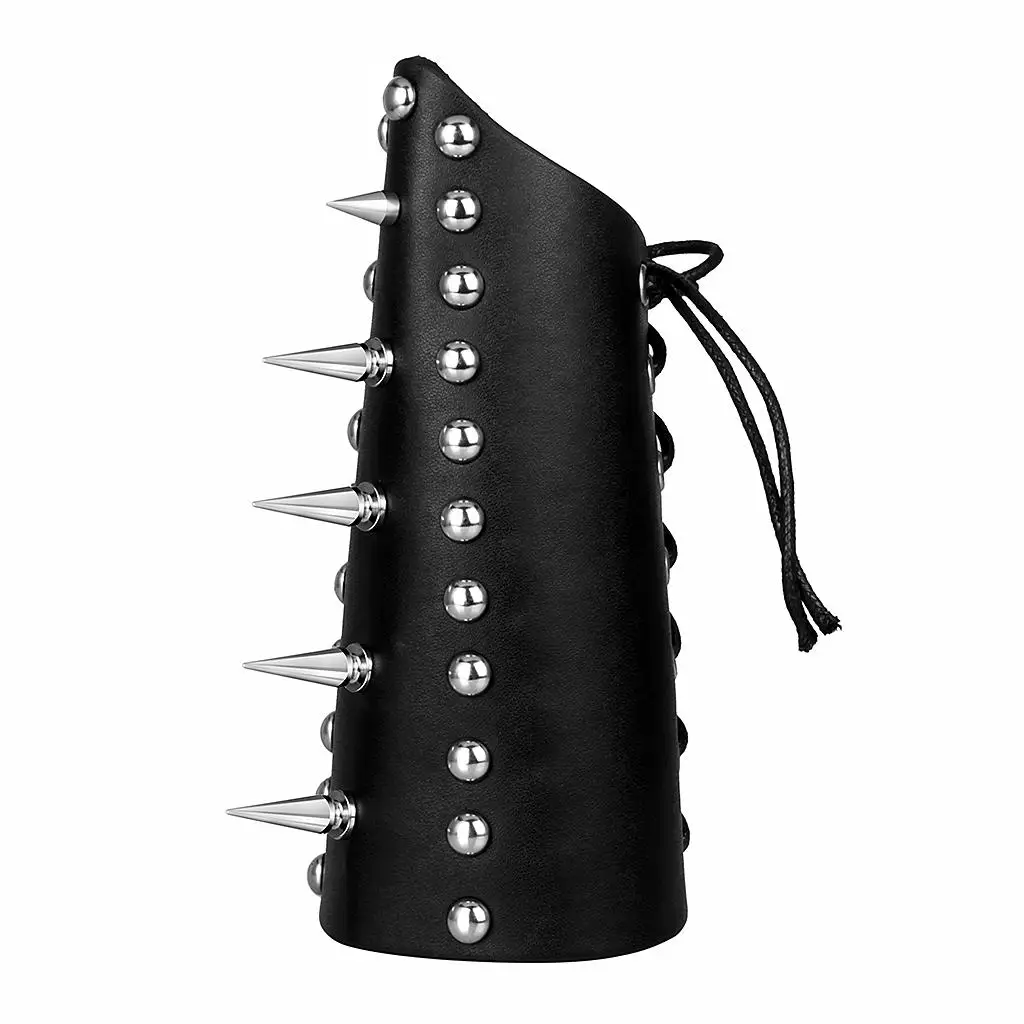 Mens Pu Leather Archery Arm Gauntlet Gothic Punk Spike Wristband