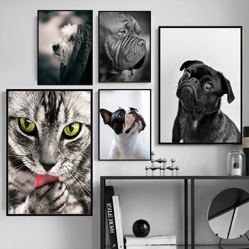 

Abstract Animal Dog Canvas Poster Wall Art, Printed Picture Prints, Modern Living Room and Bedroom Home Decoration, Frameless