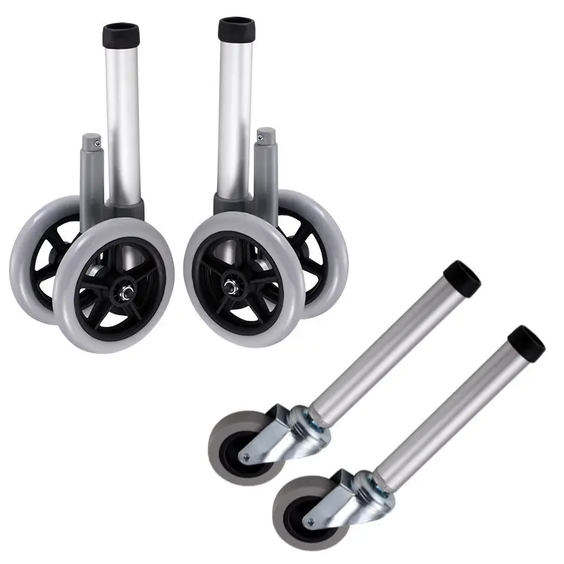 Walker Accessories Walker Wheel Foot Tube Replacement Walker Wheel, 5 Inch,1 Pair For Seniors,For Walkers- Wheels& Feet Included