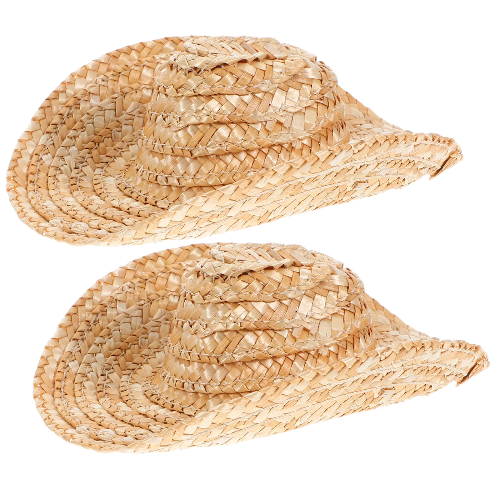 

2 Pcs Accessories Hat Small Straw Decor Mini Miniature Craft Hats Tiny