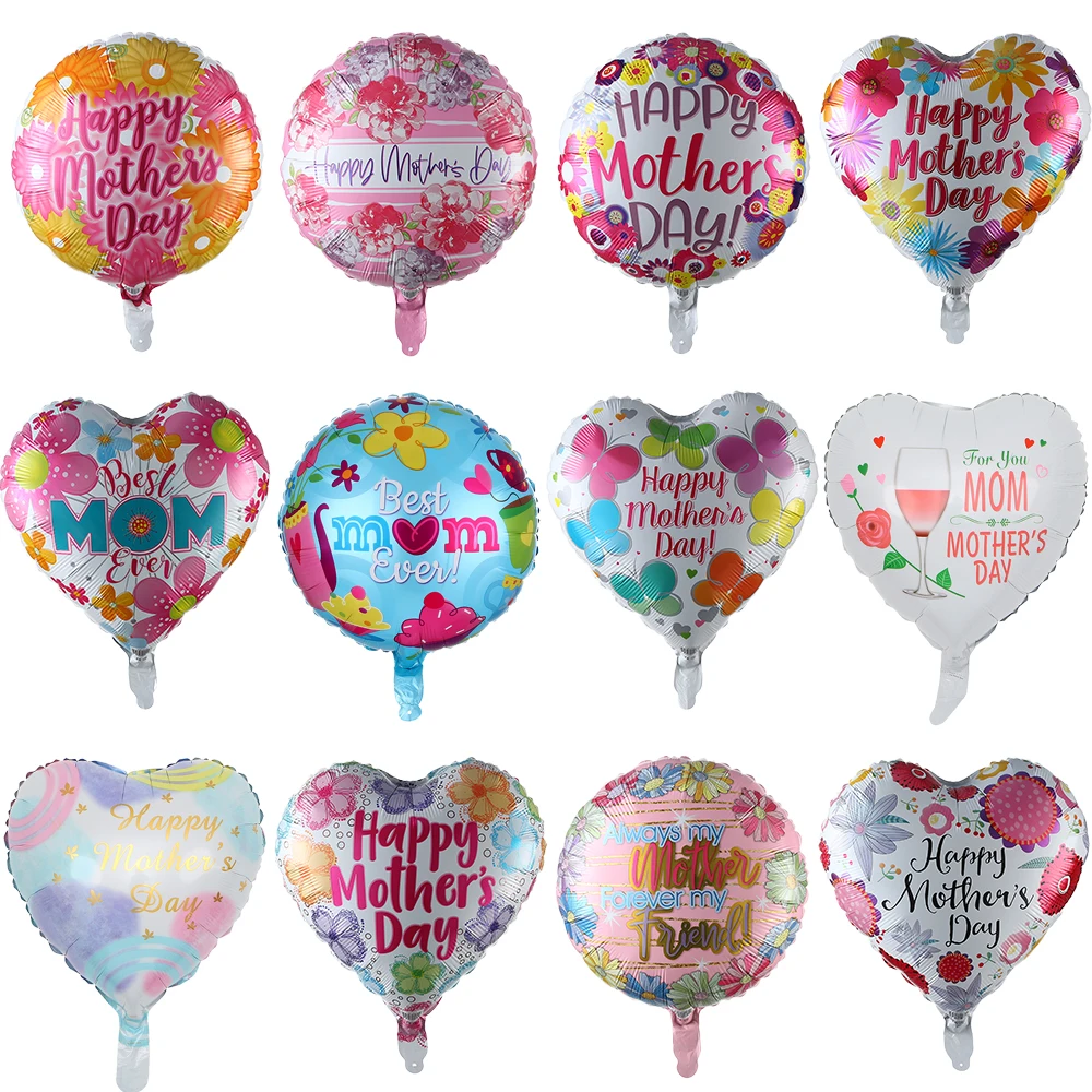 

10Pcs 18Inch Happy Mother's Day Balloons Round Heart Helium Foil Balloon Mothers Day Gifts Home Party Decorations Best Mom Ever