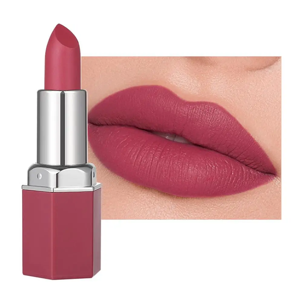 Foggy-Velvet Batom Matte Hidratante, Tubo Hexagonal, Lip Gloss, Maquiagem Cosméticos, 6 Cores, Presente para Wo Z2M6