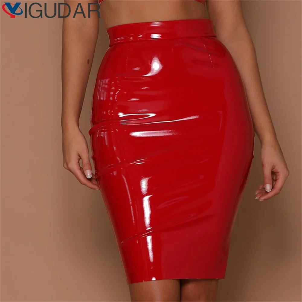 

Women Skirts High Waist High-quality Sexy Versatile A-Line Attractive Comfortable Leather skirts Comfy Women Knee Length