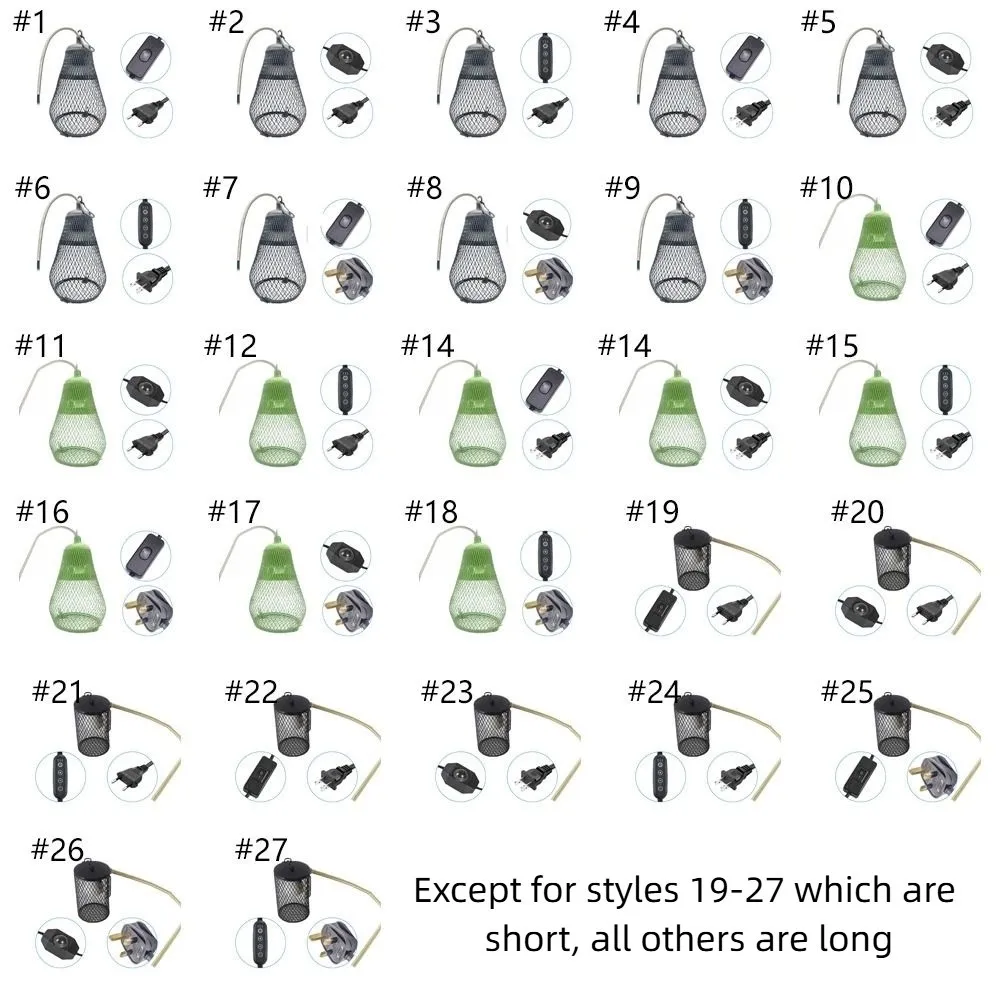 السيراميك باعث الحرارة الحيوانات الأليفة التدفئة عاكس الضوء قفص مزدوج شبكة حديدية قبة الزواحف الحرارة عاكس الضوء E27 لمبة حامل
