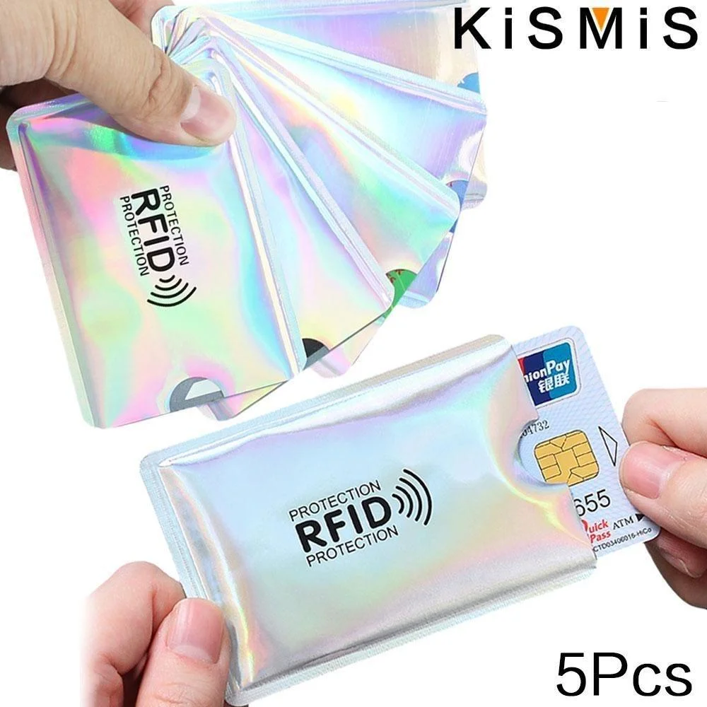 5 Ultra-Thin Anti-Scan Card Holders, Anti-Theft Bank Card Protectors, Anti-Copy Storage Devices for Campus Access Cards and Credit Cards, Wear-Resistant Anti-Degaussing Travel Document Holders, Rfid Blocking Protective