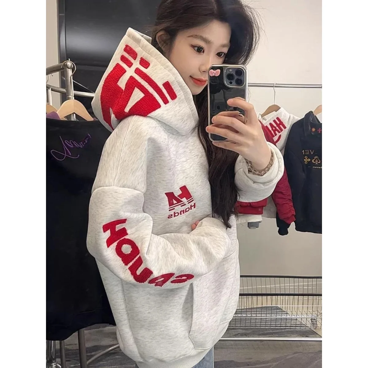 Hoodie com Bordado de Letras Estilo Hiphop Americano, Jaqueta Solta para Casais, Estilo Casual para Homens e Mulheres, Tecido...