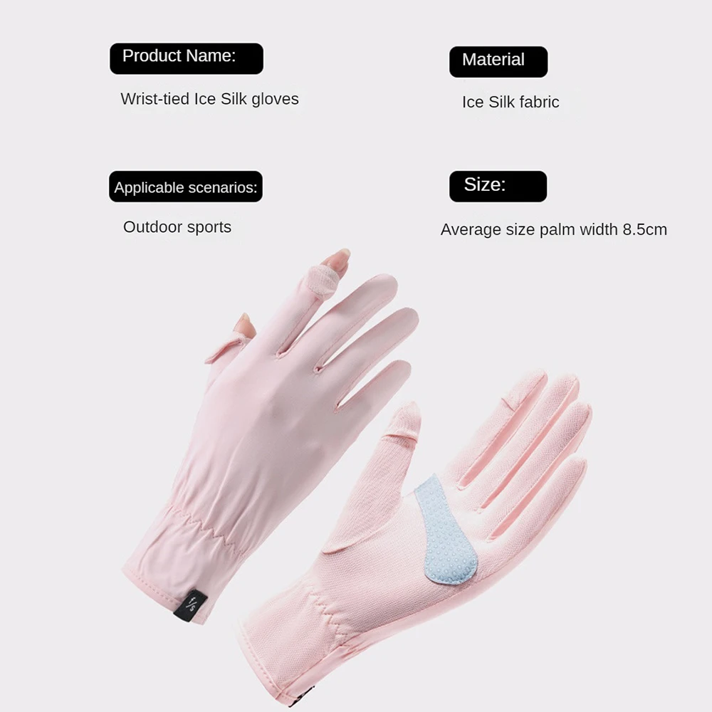 Pulsera de seda de hielo, guantes de encaje antideslizantes con pantalla táctil, mangas de seda de hielo para mujer, accesorios de ropa, guantes con mangas de brazo de Anime para chica