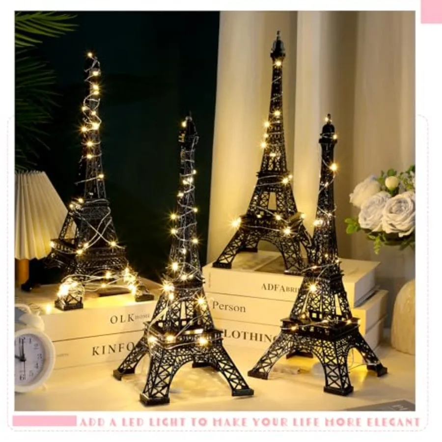 6 Pcs 15'' Eiffel Tower Statue Decor Alloy Metal Paris French Eiffel Tower Model Collectible Figurine Paris Craft Art Statue Mo