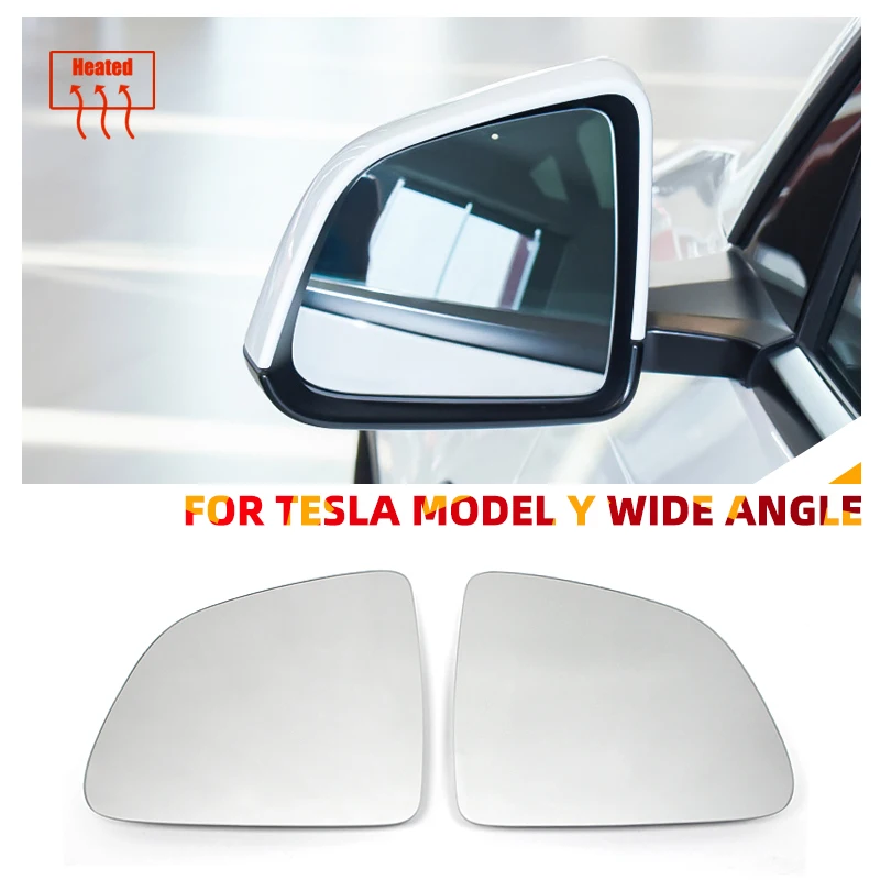 

2PCS Car Wide Angle Mirror Heat Waterproof Anti Glare Large Vision Rearview Mirror Lens for Tesla Model Y Car Assessory