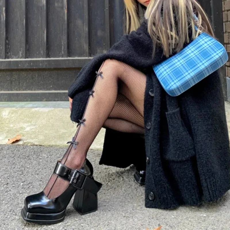 2024 New Retro Mary Jane High Heels Women Shoes Fashion Chunky Heel Pumps Platform Ankle Buckle Japanese Uniform Ladies Shoes