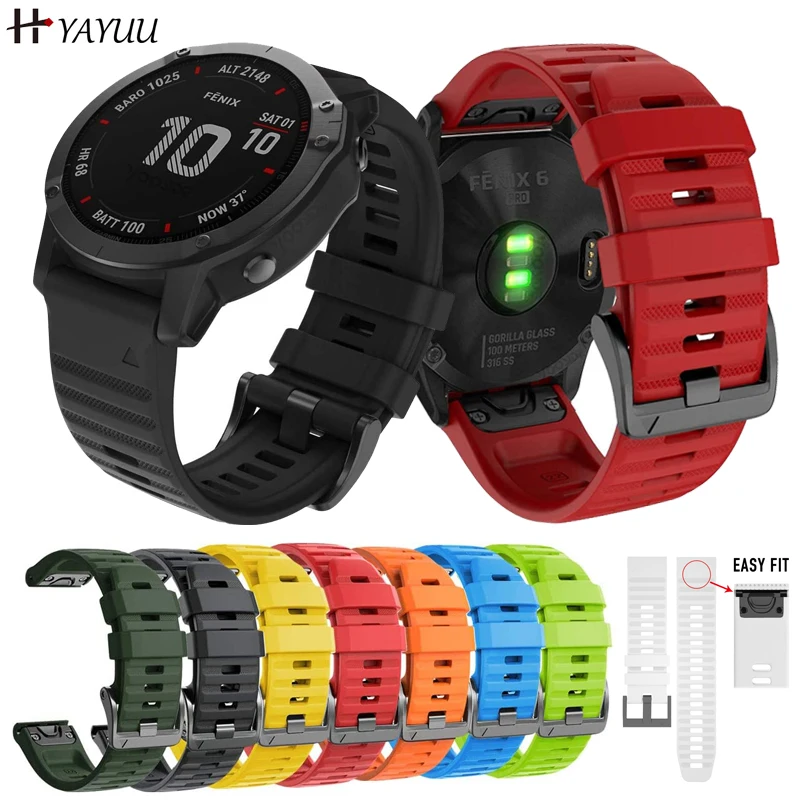 

YAYUU 22 миллиметровый удобный силиконовый ремешок для Garmin Fenix 6/6 Pro, быстросъемный ремешок, сменный для Fenix 7/Fenix 5/Fenix 5 Plus/Forerunner 935/Forerunner 945/Approach S60/Quatix 5, ремешок