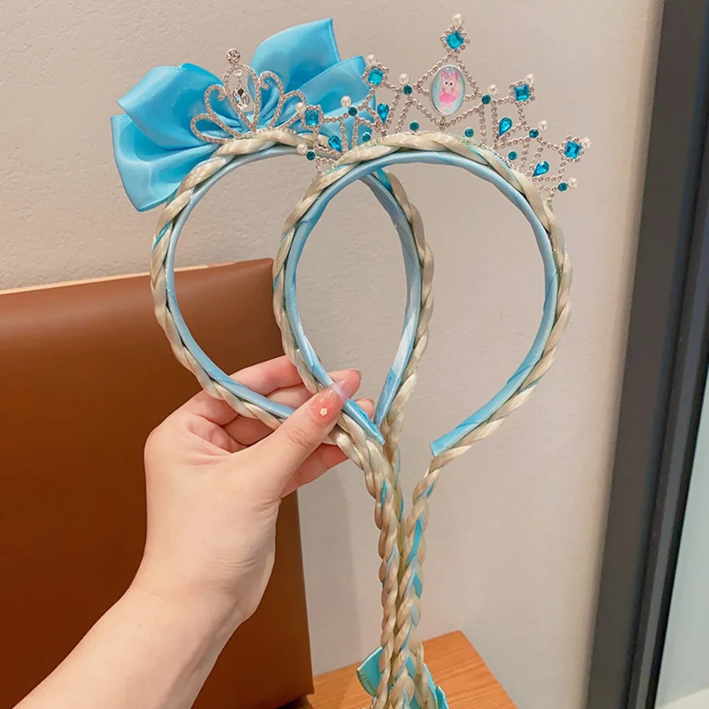 عصابة رأس تنكرية مبتكرة للفتيات ، شعر مستعار ، أميرة الثلج ، ندفة الثلج ، تاج ، زينة القوس ، إكسسوارات شعر مجففة