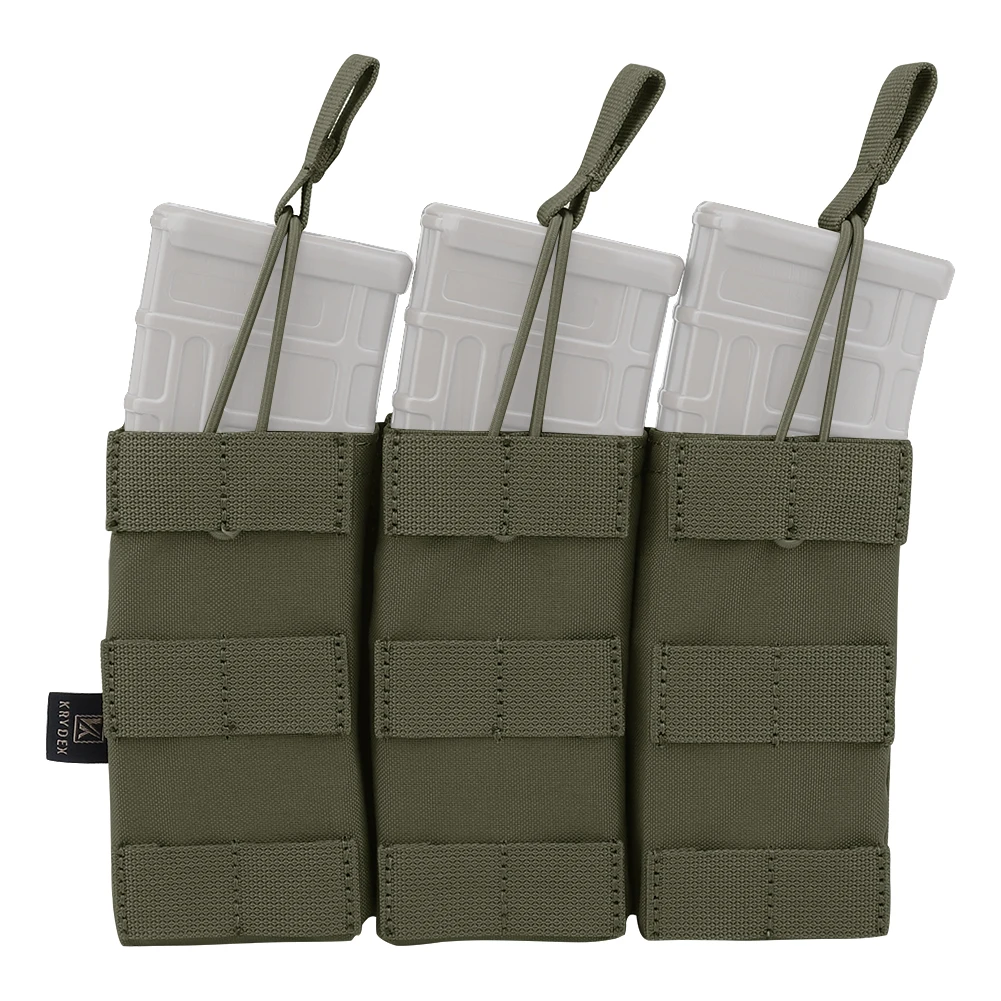 KRYDEX Tactical 556 Triple Mag Pouch MOLLE Open-Top Magazine Carrier Holder Modular Tool Bags for M4 M16 AR15 Hunting Accessory