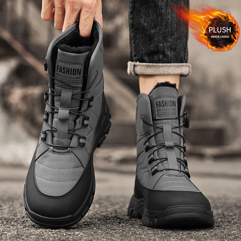 Herren-Schneestiefel, geeignet für den Winter, High-Top-Design, komfortables Futter, stilvolles Obermaterial, ausgezeichnete Wärmeisolierung und Tragekomfort. – Detail 4