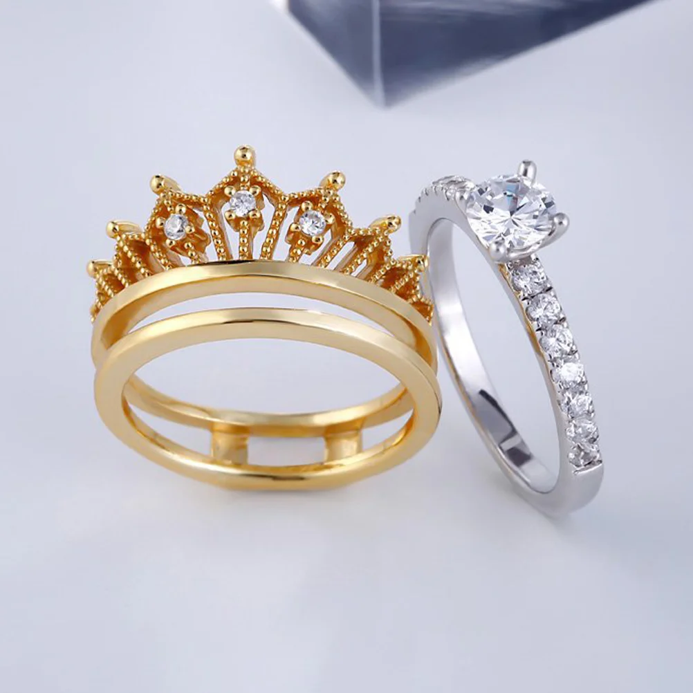 

Crown Women's Ring with Rings Custom for Jewelry Woman Stylish Costume Female Princess