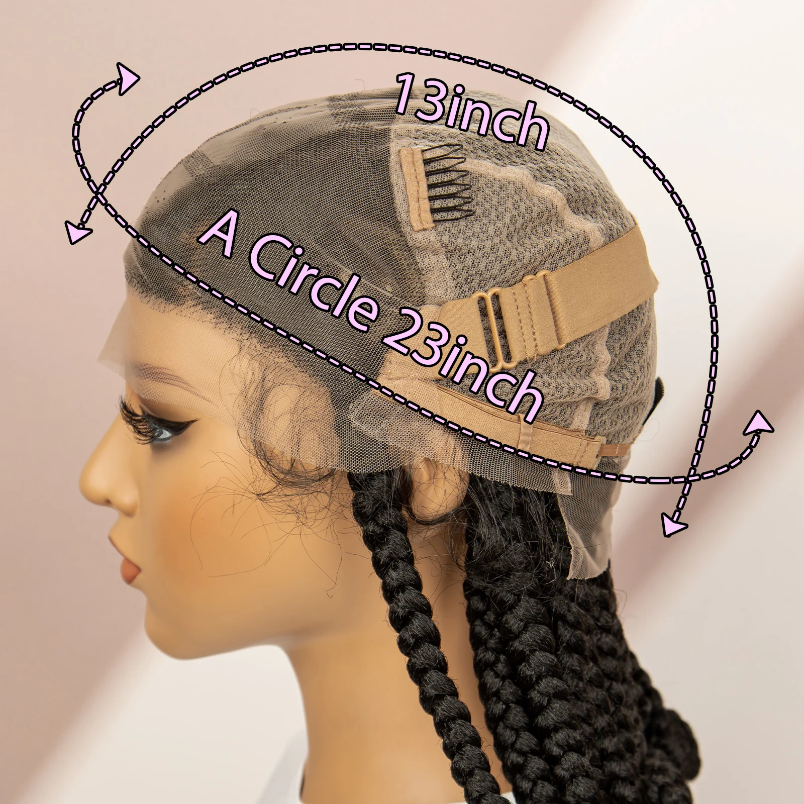 Bantu Synthetic Braided Wigs Full Lace Box Braided Wigs for Women Knotless Wigs with Baby Hair 14 Inches Lace Wigs