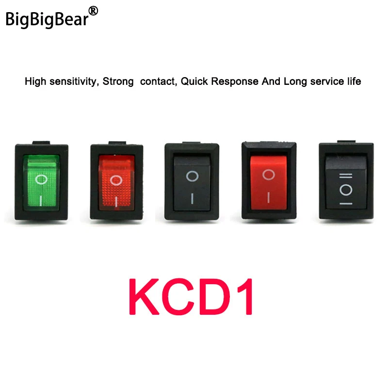 1~300pcs Rocker Switch KCD1 Series 2/3/4/6 Pin 2/3 Position 6A/250V 10A/125V AC 15mm x 21mm Push Button Boat Car Power Switches