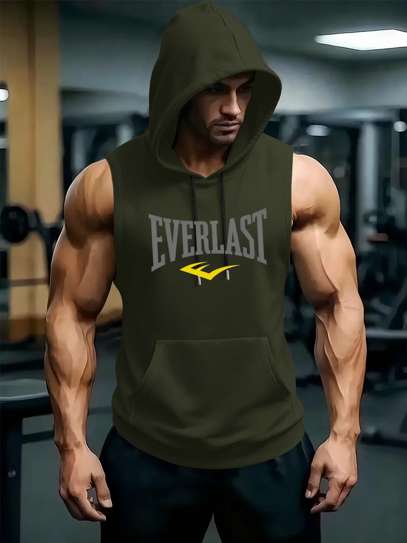 2026 Neue Herren Fitness- und Bodybuilding-Sportweste Ärmelloses T-Shirt Herren Laufweste mit Kapuze – Detail 15
