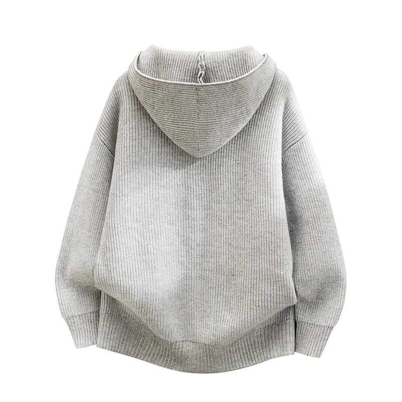 Men's New Autumn and Winter Hooded Knitted Sweater High-Quality Solid Color Casual Sweater Fashionable Versatile Men's Clothing