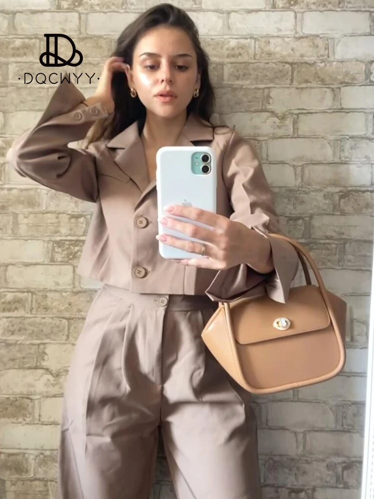 Pants Sets Casual Small Blazer Autumn Two Piece Sets Womens Outifits 2024 New in Pure Color Office Wear Fashion Women\'s Pantsuit