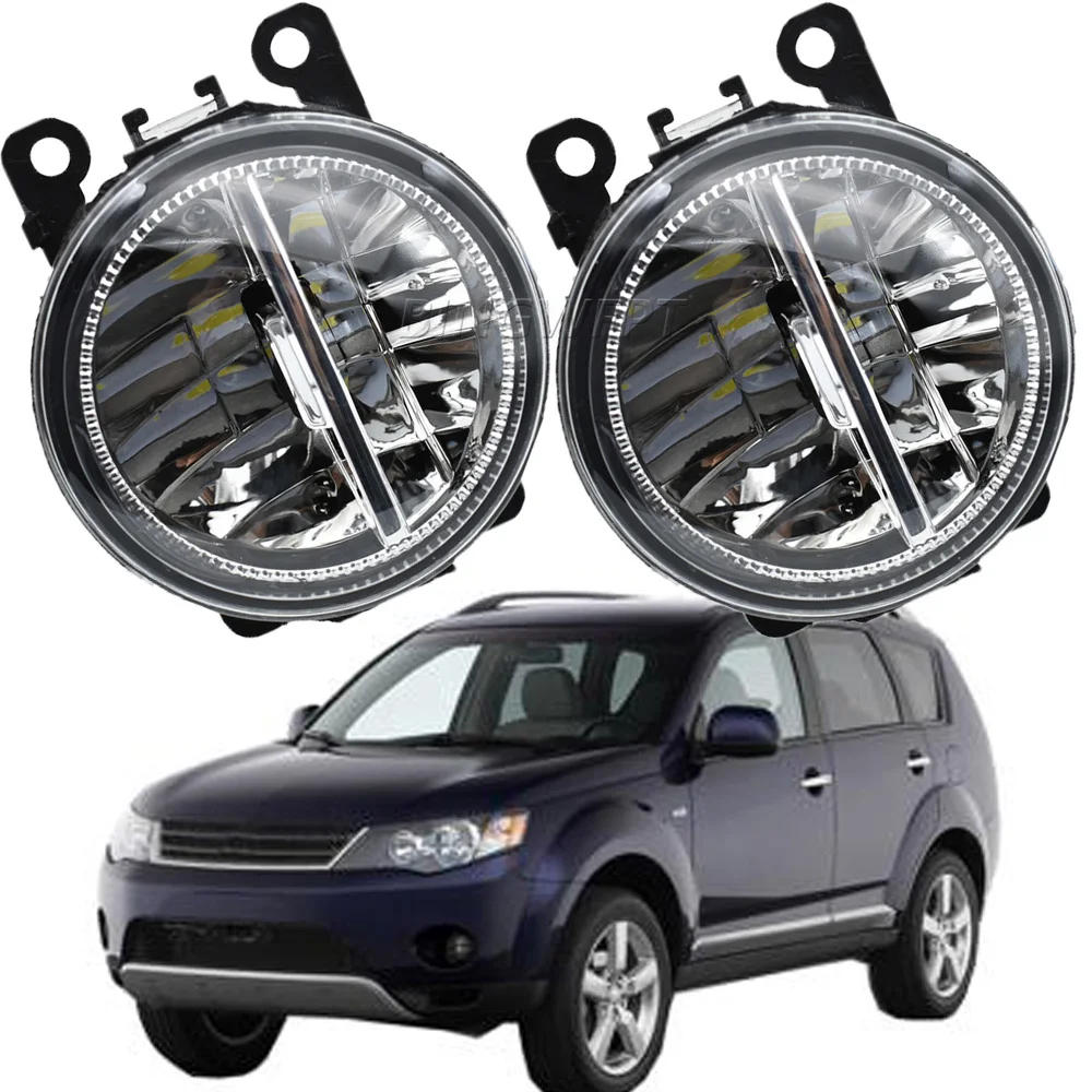 2 Pieces Car Fog Light Assembly LED Fog Lamp Daytime Running Light DRL H11 12V For Mitsubishi Outlander II CW_W 2006-2012