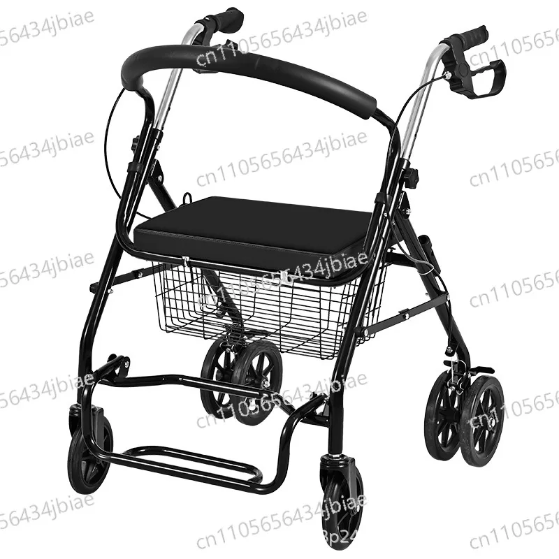 Trolley: Elderly trolley, grocery shopping cart, four-wheeled mobility cart can be folded