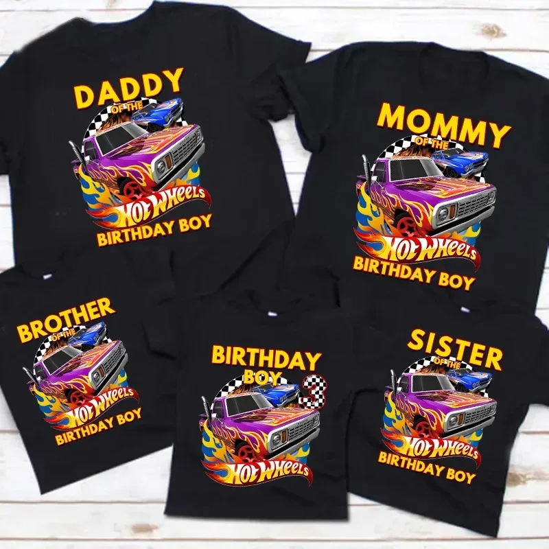 Hotwheels Birthday Tshirt Kids Boys Shirts for Family Matching Clothes Party Girls T Shirt Gift Clothing Custom Name Outfit Tees