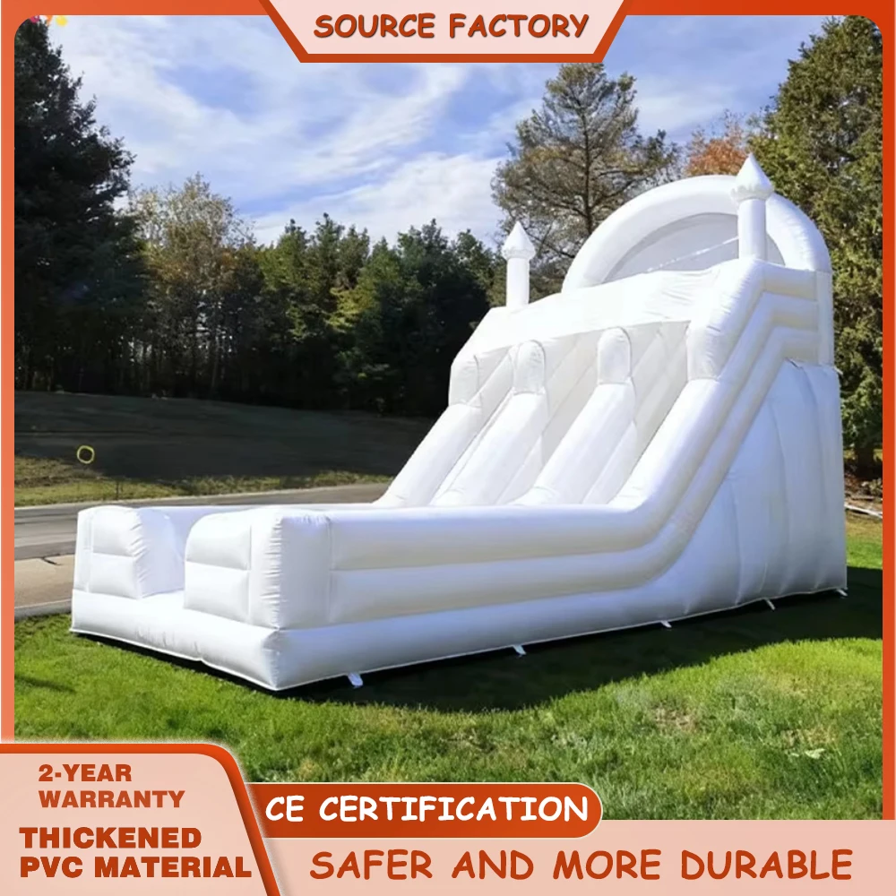 

PVC Big White Dual Lane Dry Slide Commercial Inflatable Water Slide For Kids Nd Dults Commercial Grade Outdoor With Blower