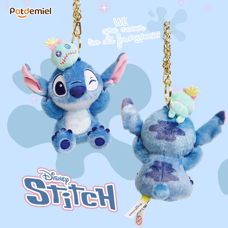 Potdemiel Disney Stitch - Llavero de Peluche Dorado, Colgante para Bolsa, Regalo de Cumpleaños, Juguete Coleccionable