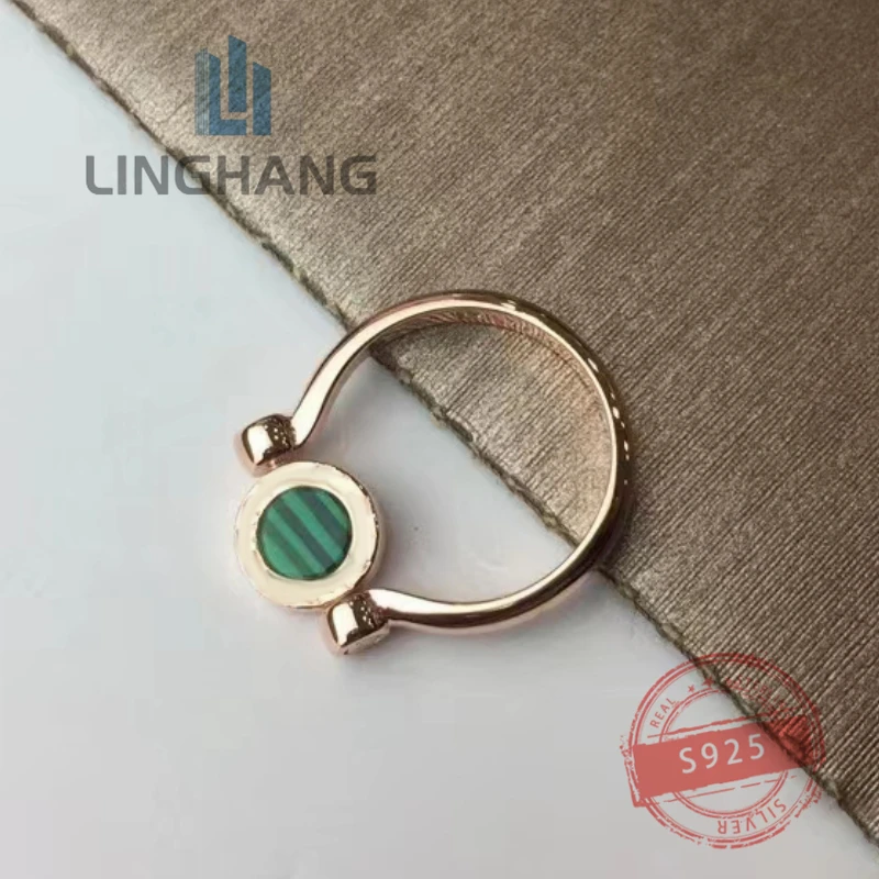 

1: 1 Customized Ceramic Inlaid Diamond Ring with Double-sided 925 Silver Luxury Classic Women's Jewelry Valentine's Day Gift