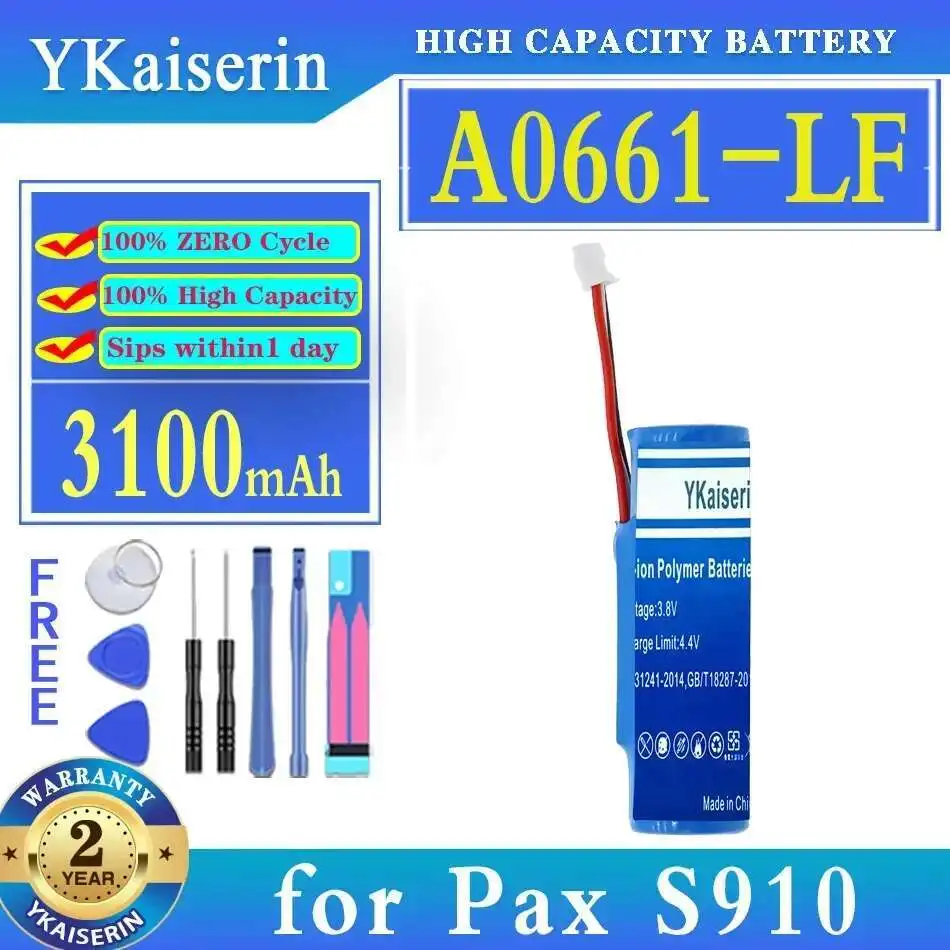 

For Pax S910 HL0272, HL0273, A0661-LF 3100mah Payment Terminal Battery Stable High Capacity