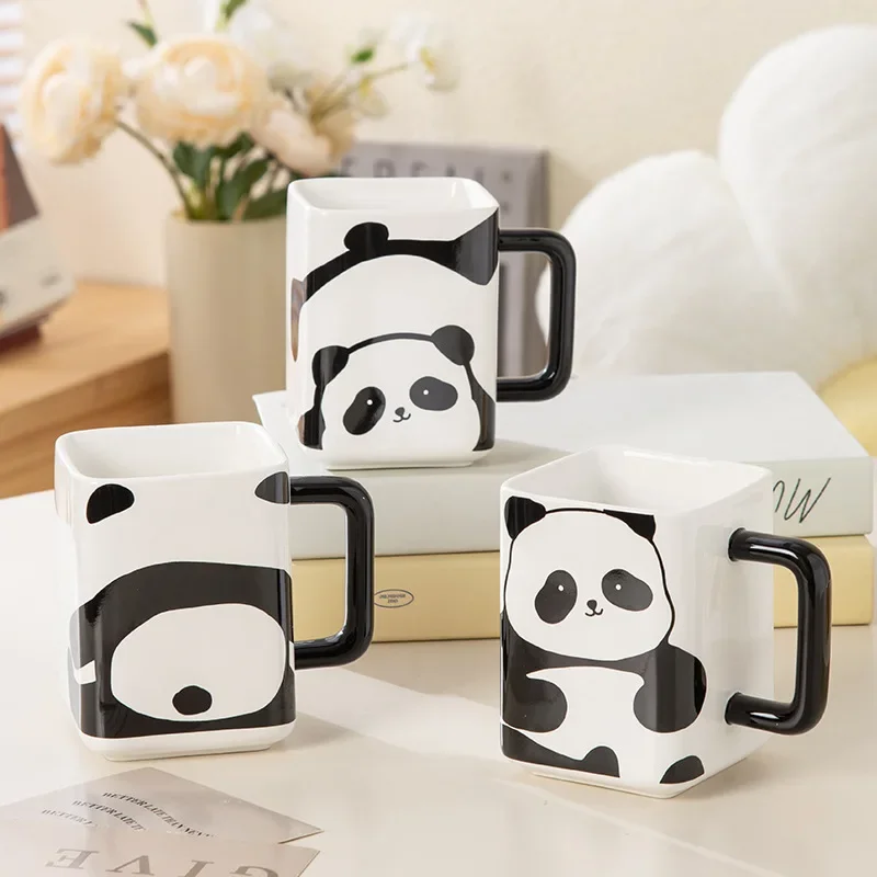 

Ceramic mug with cute panda design, high-value design, for breakfast, gift for couple