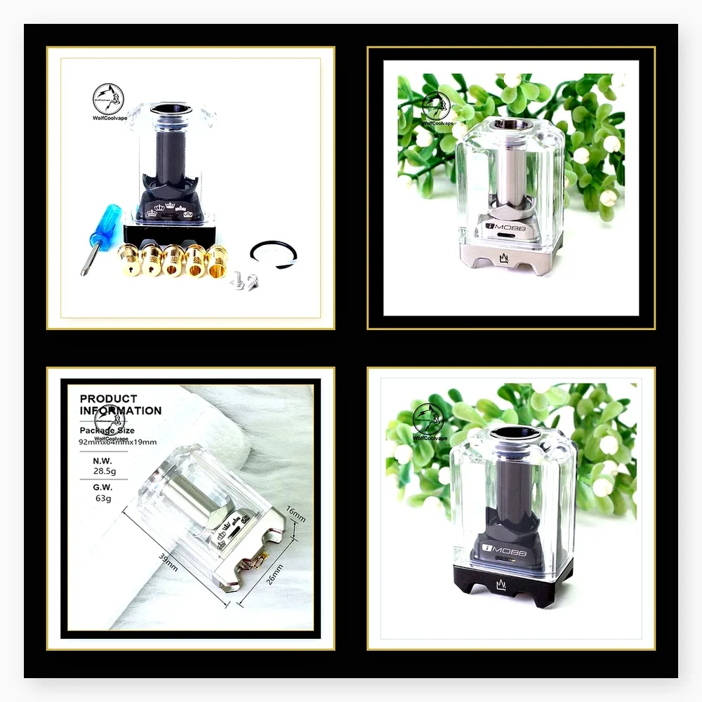 Wolfcoolvape Monarchy iMobb RBA Bridge with Boro Tank for Billet/BB Mods - Includes 4 Adjustable Air Pins (1.0-4.0mm)