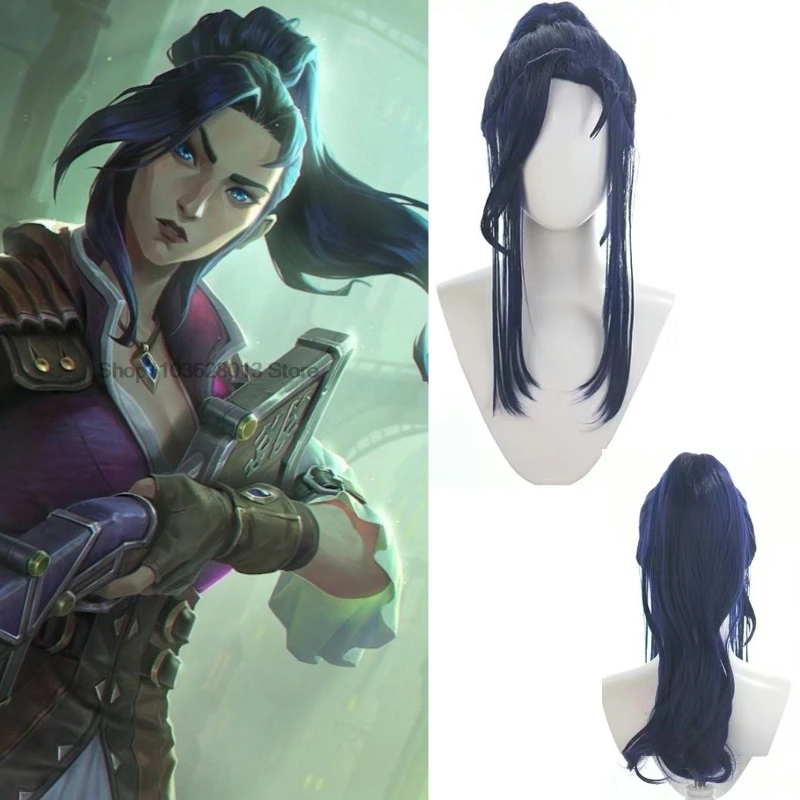 Caitlyn Kiramman Arance S2 Anime Game LOL League of Legends Cosplay Prop Blue Wig Long Hair Women Cos Holloween Party Customized