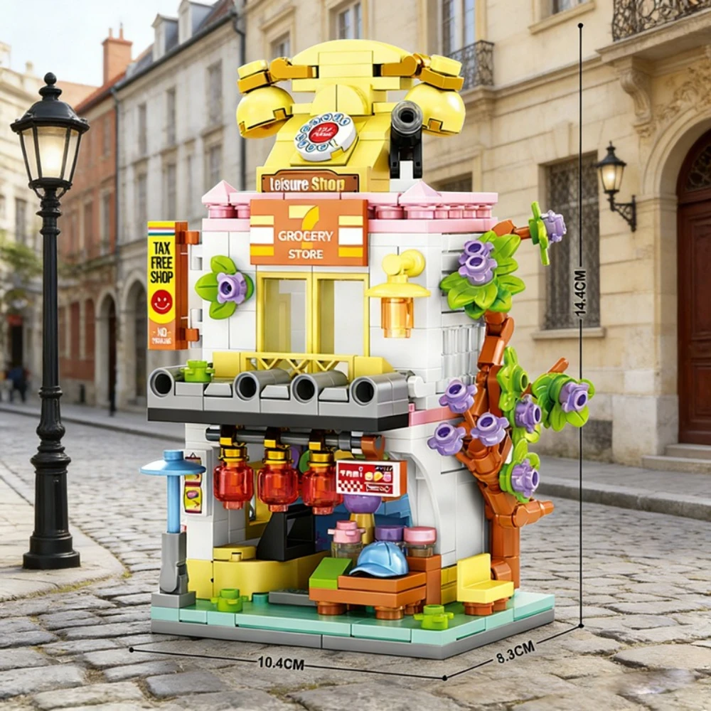 MOC 2026 New Grocery Shop Cabin Building Blocks Set Seaside Store Routine Daily Life DIY Toy For Children Birthday Holiday Gifts